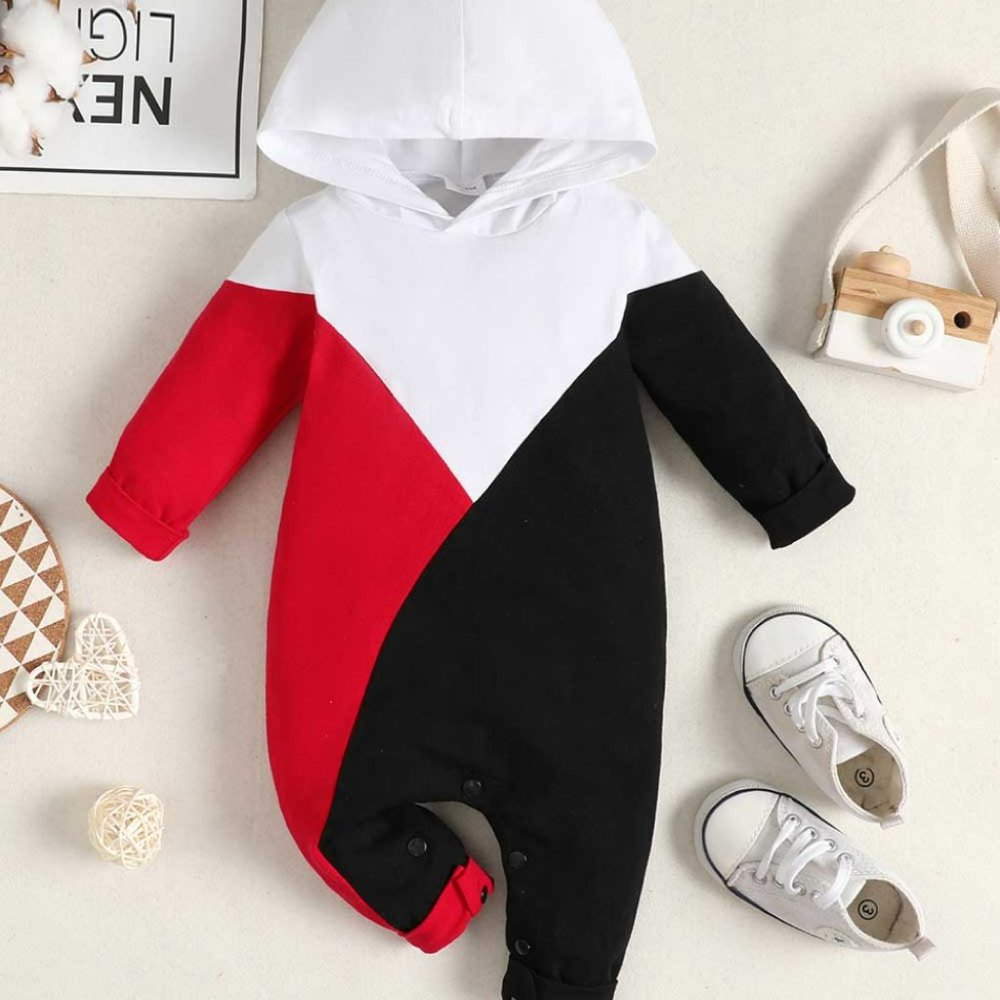 Baby Boy Contrast Hooded Jumpsuit